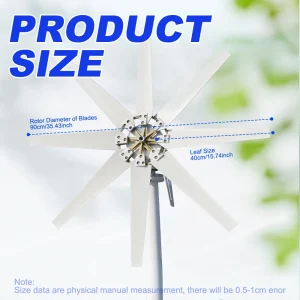 US Delivery of 3000W Horizontal Turbine 12V/24V/48V Low-Noise Household 220V From - Thumbnail Image 8