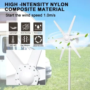 800W 12V/24V Home Wind Turbines Generator, 6-Blade Fan Wind Turbine, Electromagnetic Electricity Wind Power Generator - Thumbnail Image 4