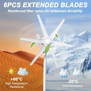 800W 12V/24V Home Wind Turbines Generator, 6-Blade Fan Wind Turbine, Electromagnetic Electricity Wind Power Generator - Thumbnail Image 3