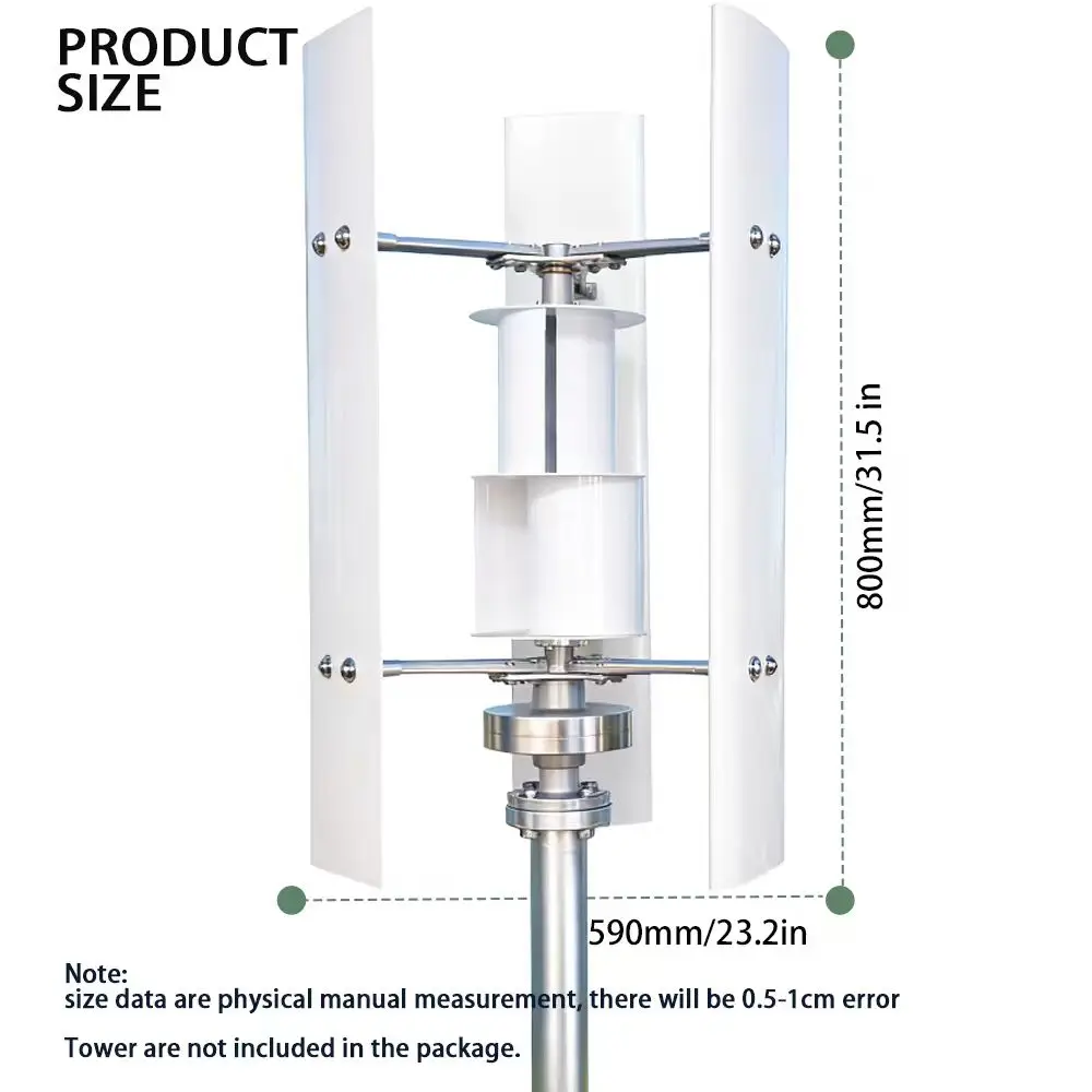 Small Windmill 12/24V 3000W Vertical Wind Turbine Generator Kit with Wind-Solar Hybrid Controller Household Free Energy - Image 3