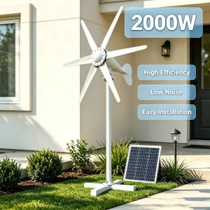 US Local Delivery EKPAOWE 2000W 12/24V Auto Horizontal Wind Turbine Generator Kit with Wind Controller MPPT for Off-Grid System Three-Phase AC Generator Off grid System For Household Use - Thumbnail Image 9