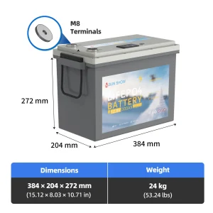 SANDISOLAR 300Ah LiFePO4 Battery 12.8V 3840Wh Lithium Iron Phosphate Battery Expandable for Home Solar Energy Storage - Thumbnail Image 8