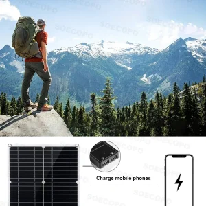 SOECOPO 10,000W Peak 1100W Rated Solar Power System Kit 200W Solar Panel 100A Charge Controller DC 12V to AC 110V Inverter LCD Dual USB for Home RV Camping Off Grid Emergency Backup - Thumbnail Image 5