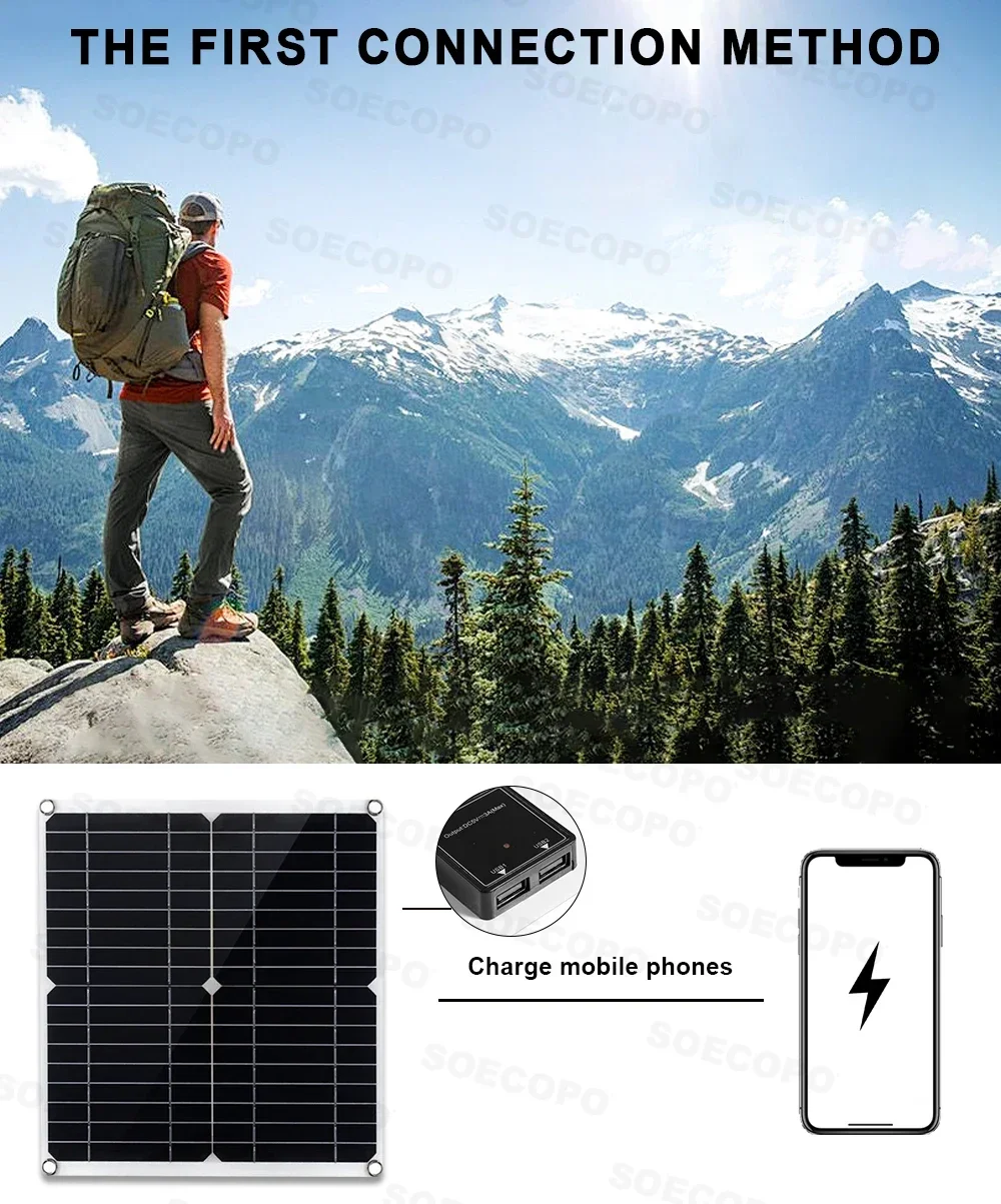 SOECOPO 10,000W Peak 1100W Rated Solar Power System Kit 200W Solar Panel 100A Charge Controller DC 12V to AC 110V Inverter LCD Dual USB for Home RV Camping Off Grid Emergency Backup - Image 5