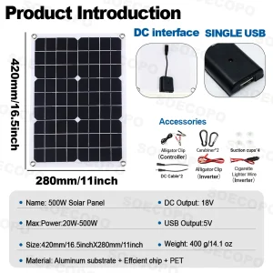 Build Your Own 10,000W Peak Solar Generator, Batteries Sold Separately. This Is A Solar Generator Kit 1000W Photovoltaic System (2x500W Panels) Inverter 12V 110V 100A Controller Home - Thumbnail Image 6