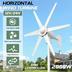 US Local Delivery EKPAOWE 2000W 12/24V Auto Horizontal Wind Turbine Generator Kit with Wind Controller MPPT for Off-Grid System Three-Phase AC Generator Off grid System For Household Use