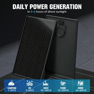 RVPOZWER 12BB Solar Panels 100W 12V N-Type Solar Cells Monocrystalline 23% High-Efficiency PV Power for Home Rooftop Outdoor - Thumbnail Image 7