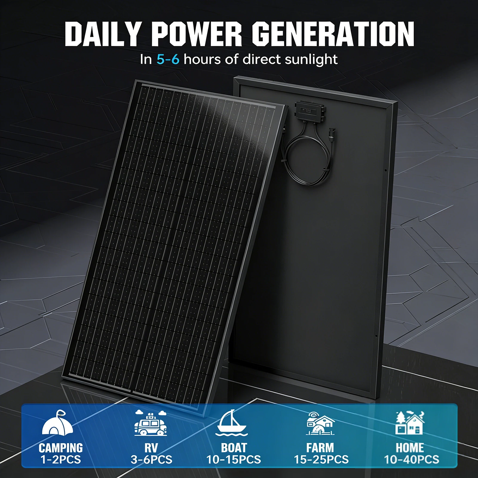 RVPOZWER 12BB Solar Panels 100W 12V N-Type Solar Cells Monocrystalline 23% High-Efficiency PV Power for Home Rooftop Outdoor - Image 7
