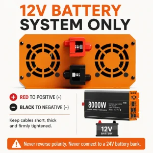 HOULI Pure Sine Wave Power Inverter 12V DC to 120V AC 60Hz for RV Car Truck Solar Off Grid Camping Home Backup - Thumbnail Image 6