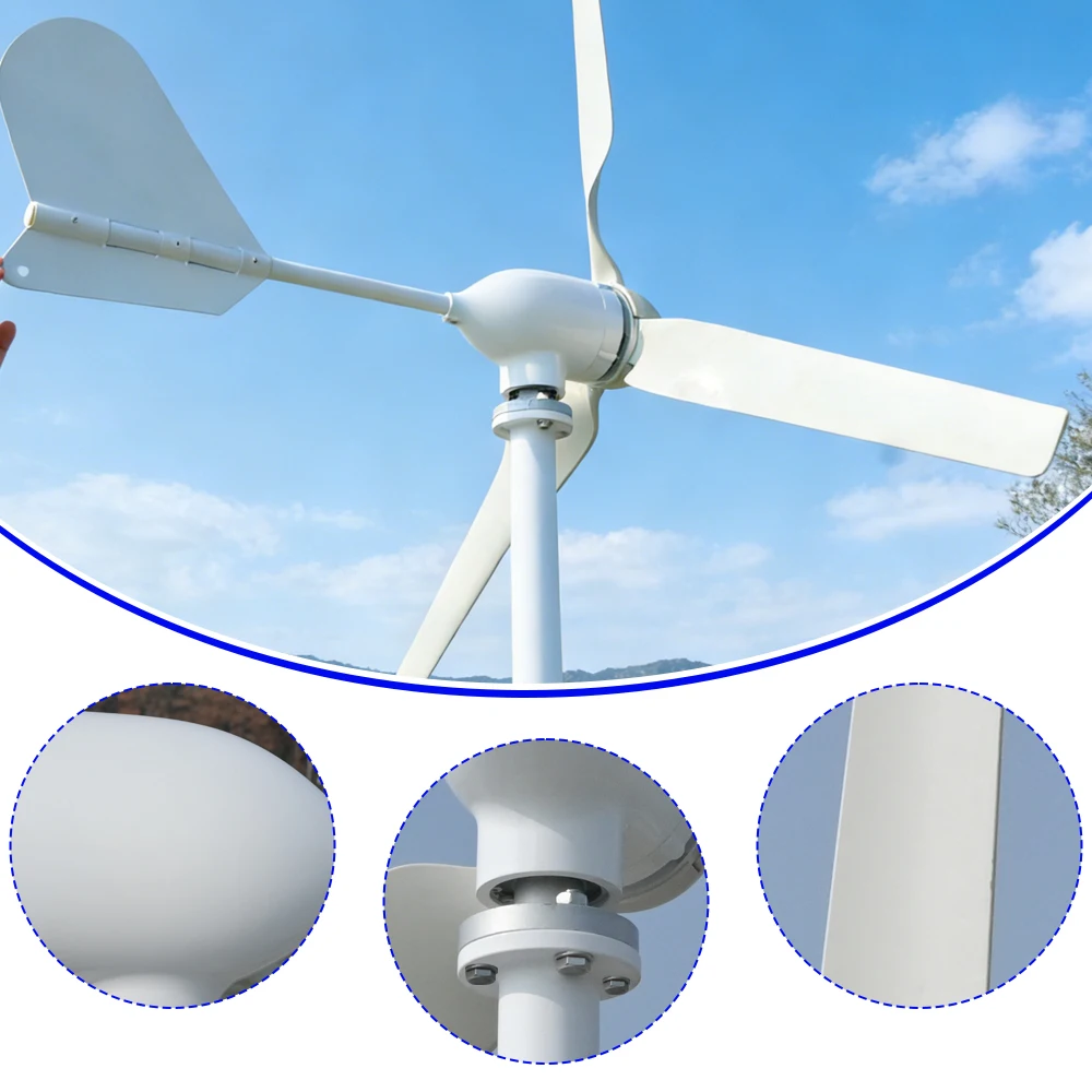 US 5000W Horizontal Wind Turbine 12V/24V/48V Low-Noise Household 220V Gentle Breeze Starter With Free Charging Controller - Image 4