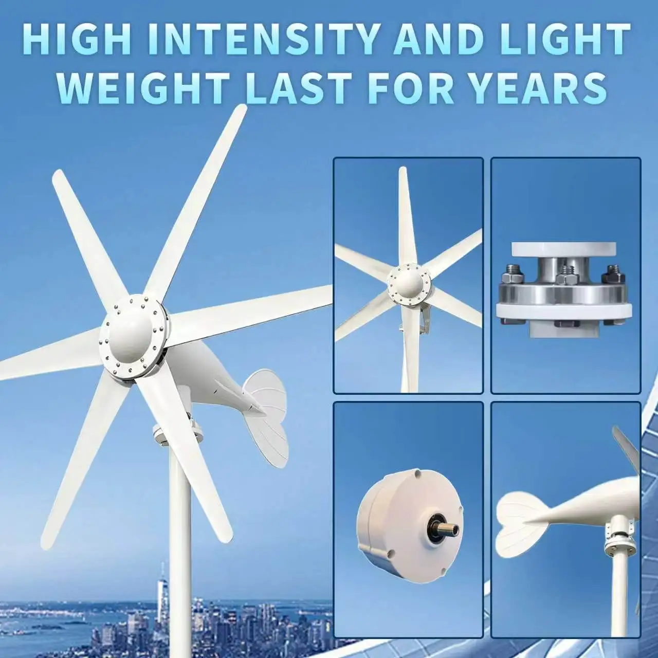 US Local Delivery EKPAOWE 2000W 12/24V Auto Horizontal Wind Turbine Generator Kit with Wind Controller MPPT for Off-Grid System Three-Phase AC Generator Off grid System For Household Use - Image 4