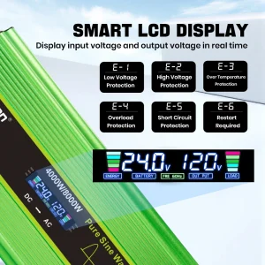 LCD 4KW 6KW 8KW Pure Sine Wave Inverter DC12V to AC110V Voltage Converter Solar Panel Inverter For Power Generation - Thumbnail Image 4