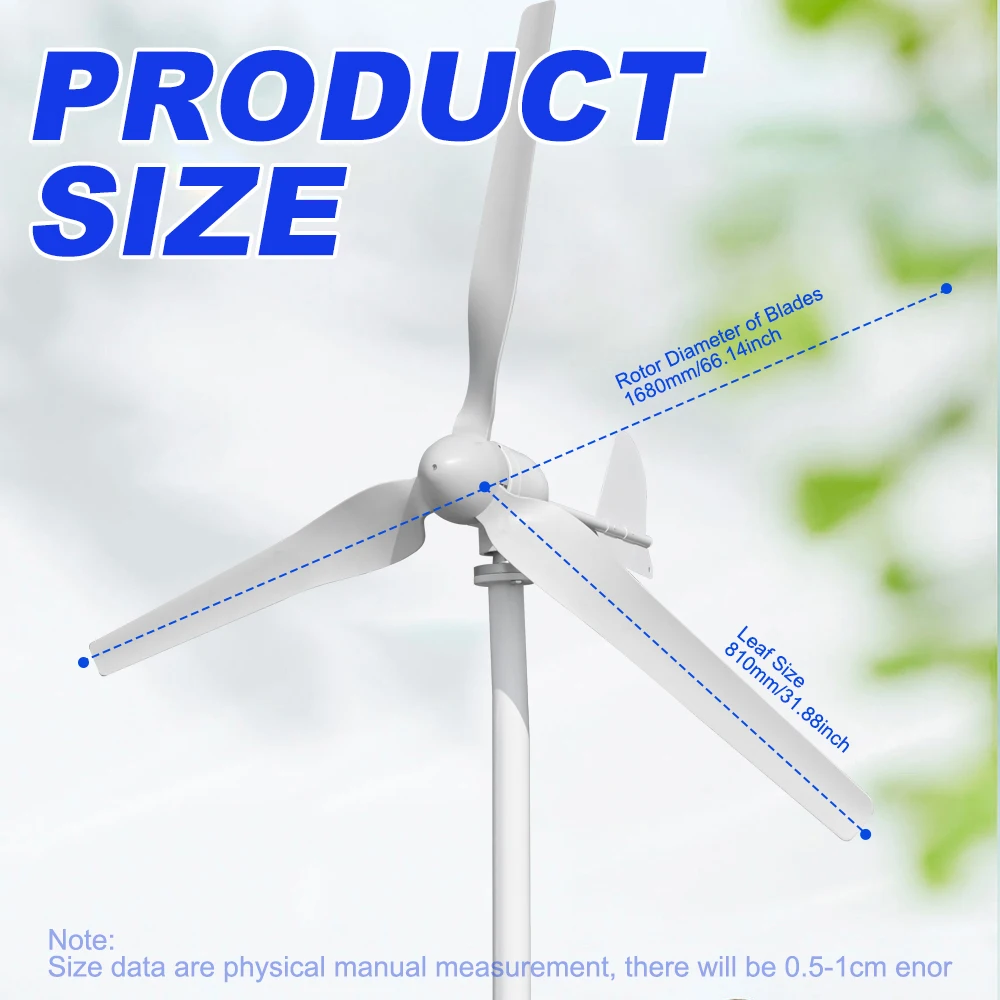 US 5000W Horizontal Wind Turbine 12V/24V/48V Low-Noise Household 220V Gentle Breeze Starter With Free Charging Controller - Image 5