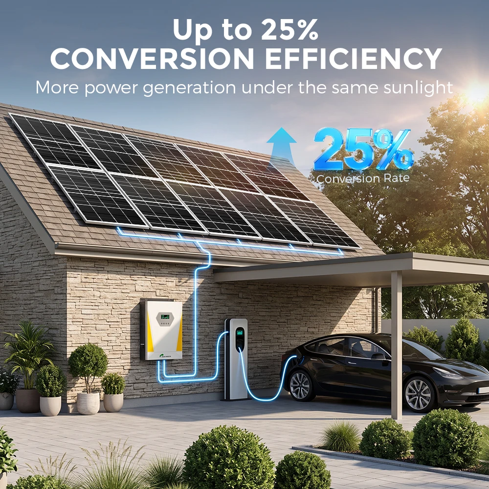 RVPOZWER 300W Solar Panels N-Type Monocrystalline 25% High Efficiency for RV Home Rooftop Off Grid Systems Trailer Boat Use - Image 3