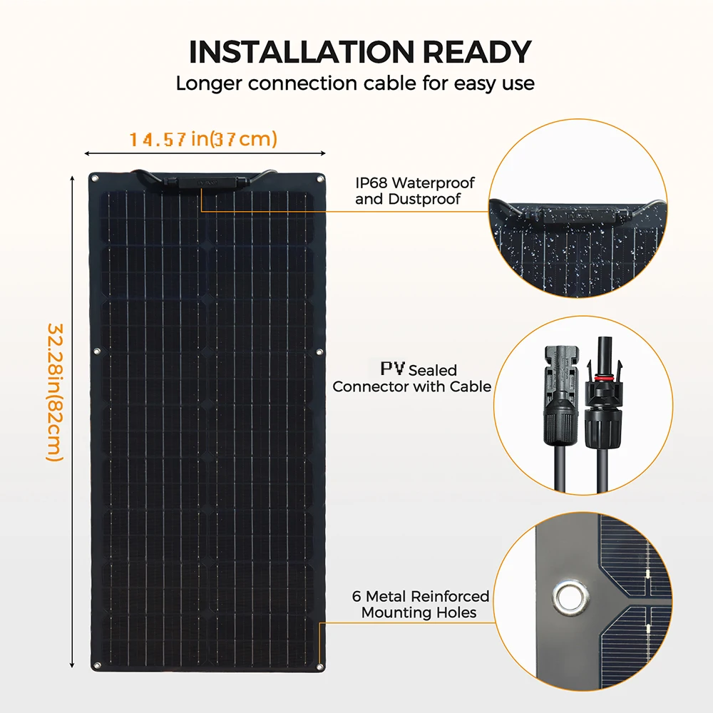 XINPUGUANG 50 Watt 12V 100 Watt Complete Solar Panel Kit OR Solar Panels for Charge 50W / 100W Off Grid Applications 12V 24V - Image 9
