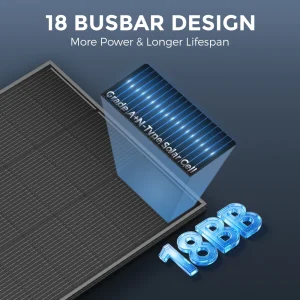 RVPOZWER Rigid Solar Panels 18BB N-Type Mono Cells 24.2% High Efficiency PV Power for Home RV Charge Farm Outdoor Off-Grid Travel Camping High Output 200W/400W/800W - Thumbnail Image 2