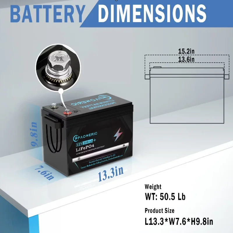 LiFePO4 Lithium Battery 12V with 150A BMS,Compact Lithium Iron Phosphate Battery for Solar, RV, Home Energy Storage - Image 4