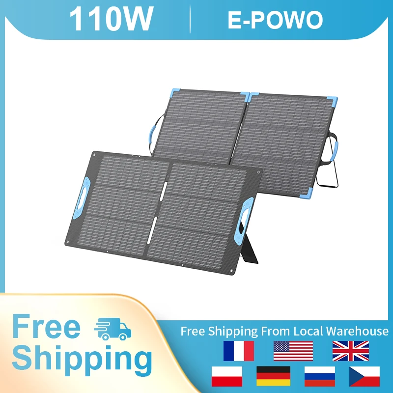 E-POWO 110W Bifacial Portable Solar Panel for Power Station, High Efficiency Foldable Solar Panels Charger, USB-A &Type-C Output, IP67 Waterproof for RV, Outdoor Camping, Off Grid Blackouts - Image 1