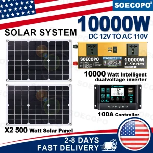 Build Your Own 10,000W Peak Solar Generator, Batteries Sold Separately. This Is A Solar Generator Kit 1000W Photovoltaic System (2x500W Panels) Inverter 12V 110V 100A Controller Home