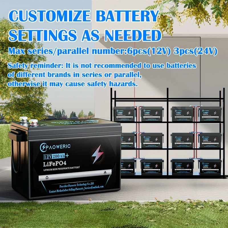 3 Pack /2 Pack/1 Pack 12.8V 200Ah LiFePO4 Lithium Iron Phosphate Battery Built-in BMS Deep Cycle Rechargeable Lithium Battery for Solar Panel RV Camper Boat Yacht Off-Grid Household Energy Storage - Image 4